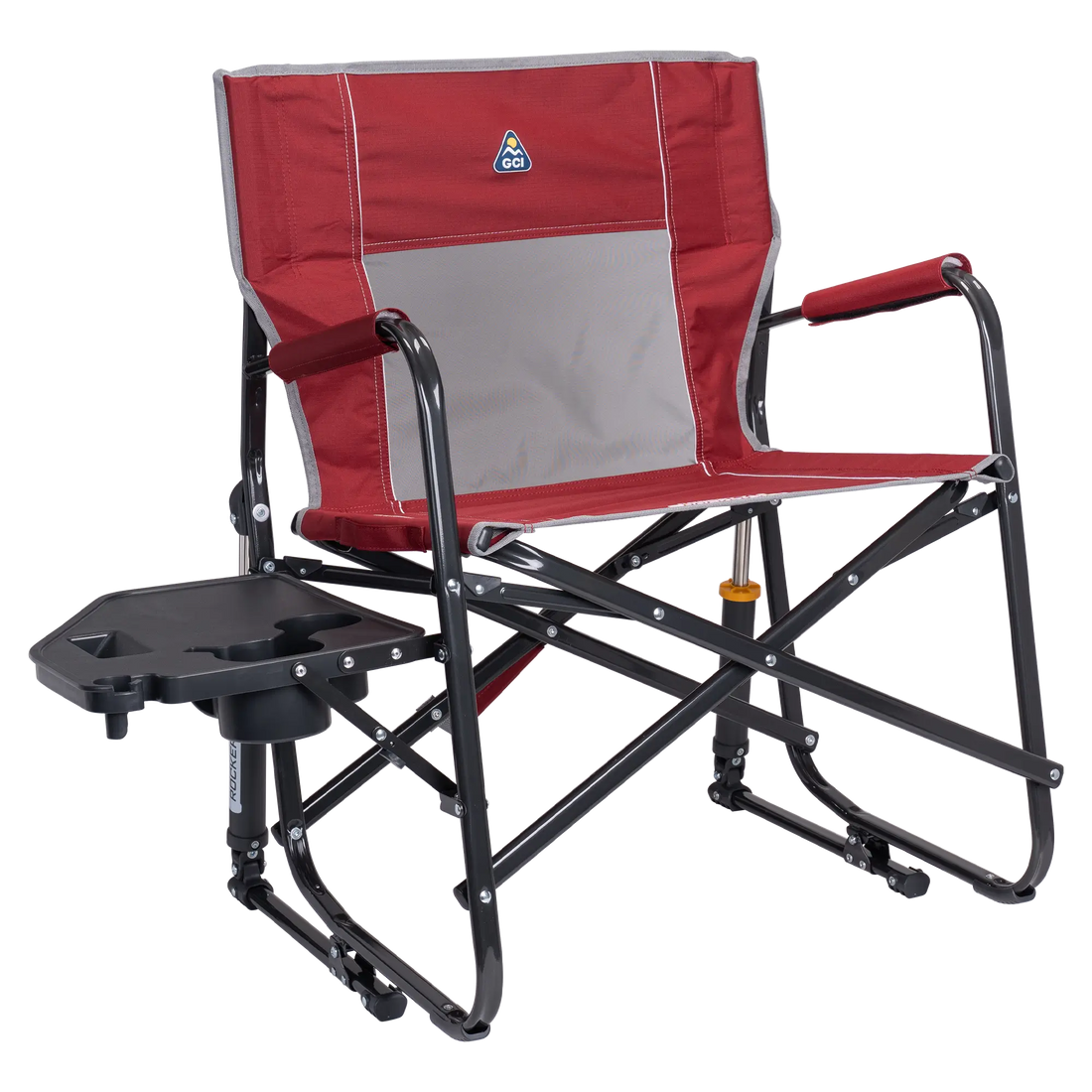 Patented Spring-Action Freestyle Rocker XL with Side Table - Choice 836 - RoadTrip Rocker Smooth Motion Camp Chair - Cinnamon