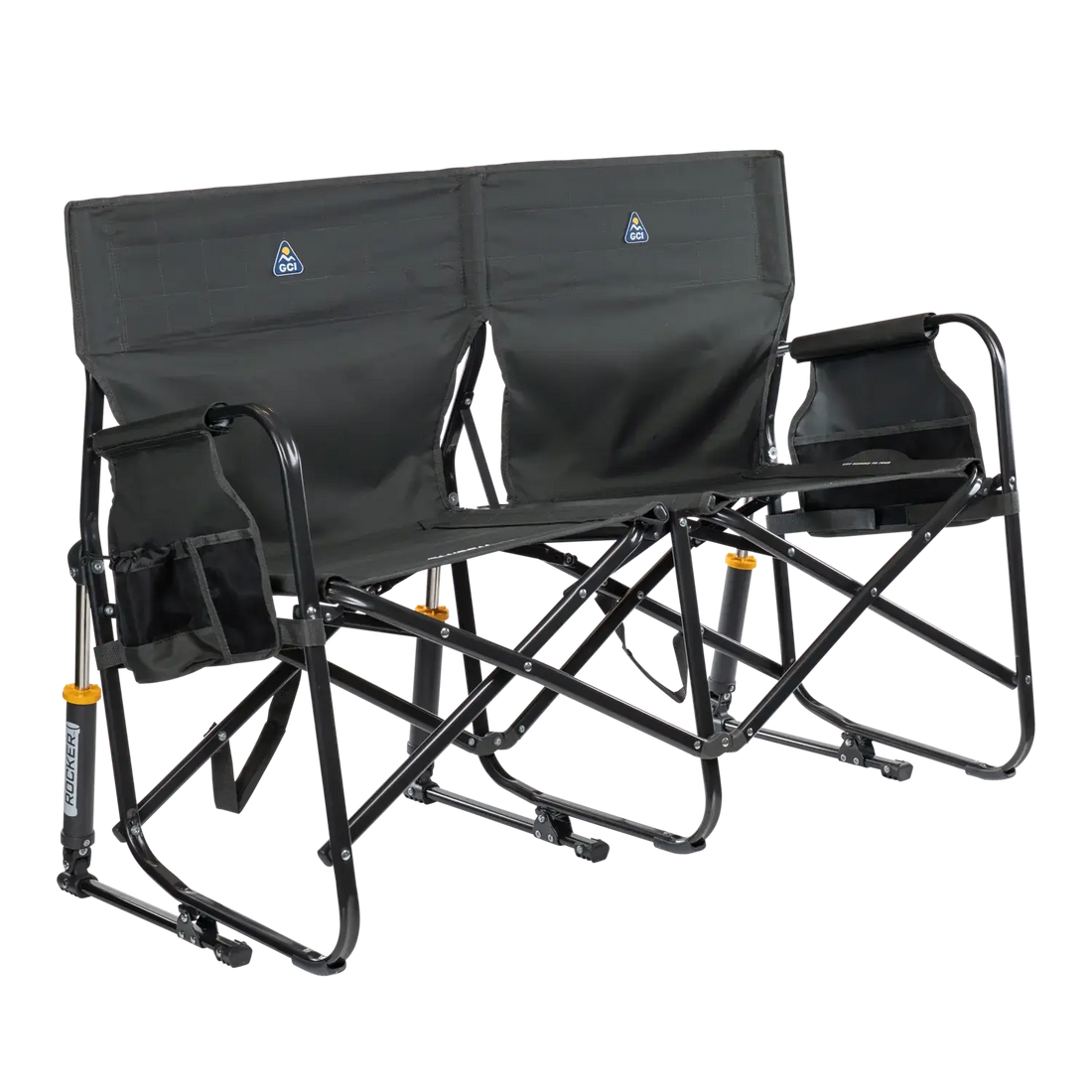 Heavy-Duty Freestyle Tandem Rocker - Choice 227 - Heavy-Duty Kickback Rocker with Beverage Holder - Dark Charcoal