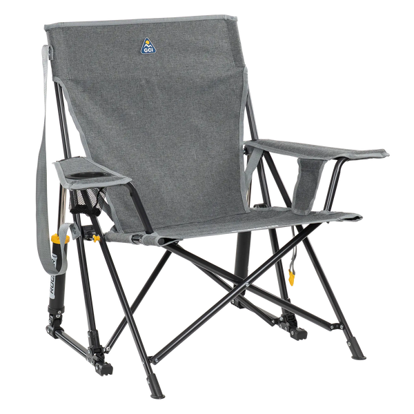 Patented Spring-Action Kickback Rocker - Choice 345 - Patented Spring-Action Rocking Chair for Camping - Heathered Pewter