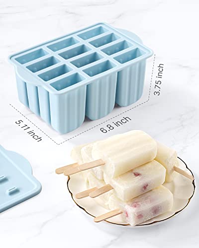 Minimalist Popsicles Molds, MEETRUE 12 Pieces Silicone Popsicle Molds convenient-Release Collection