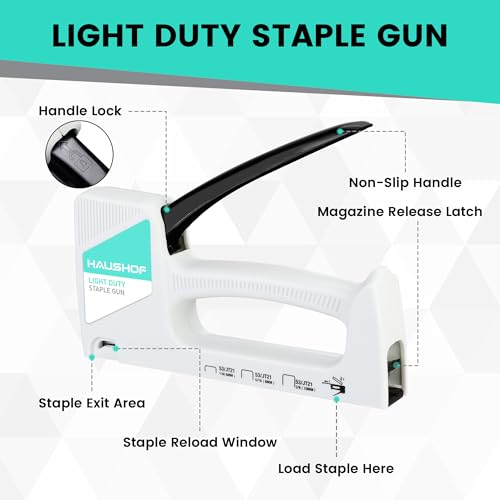 high-quality HAUSHOF Light Duty Staple Gun, Upholstery Staple Gun with 800PCS Set