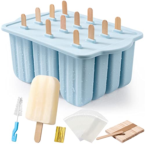 Minimalist Popsicles Molds, MEETRUE 12 Pieces Silicone Popsicle Molds convenient-Release Collection