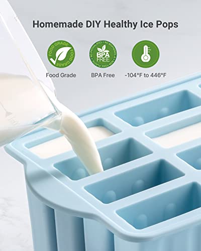 Minimalist Popsicles Molds, MEETRUE 12 Pieces Silicone Popsicle Molds convenient-Release Collection