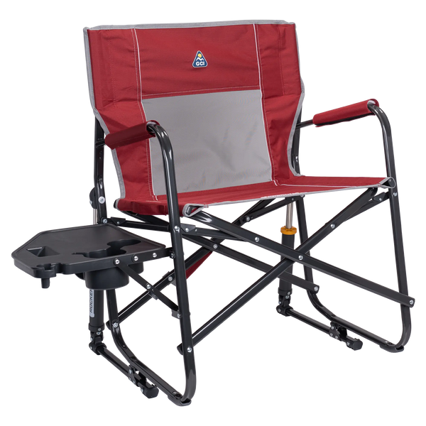 Patented Spring-Action Freestyle Rocker XL with Side Table - Choice 836 - RoadTrip Rocker Smooth Motion Camp Chair - Cinnamon