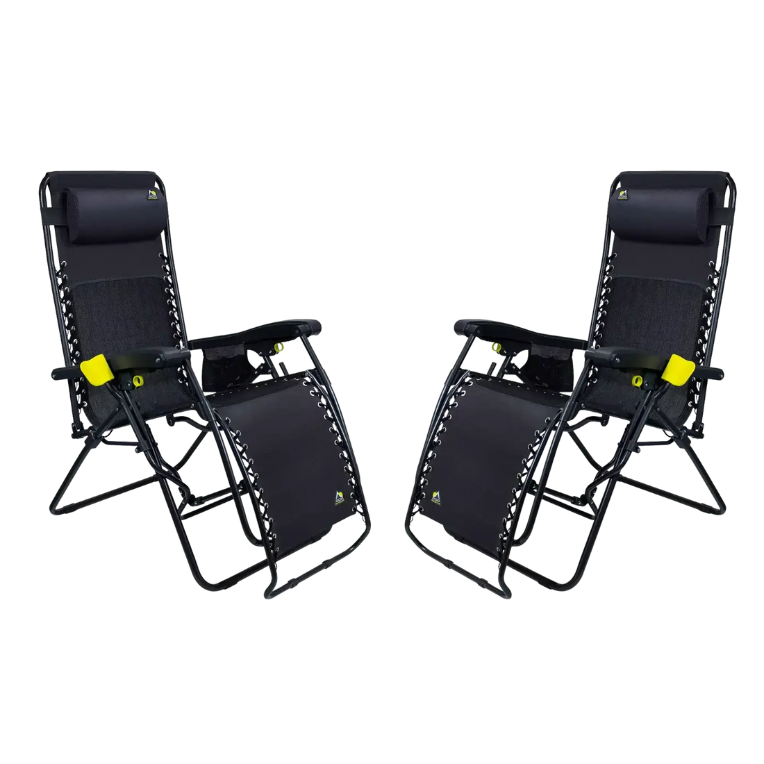 Reclining Beach Freeform Zero Gravity Lounger Bundle - Choice 507 - Portable Heavy-Duty Low Boy Chair for Ocean Side - Black
