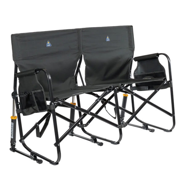 Heavy-Duty Freestyle Tandem Rocker - Choice 227 - Heavy-Duty Kickback Rocker with Beverage Holder - Dark Charcoal